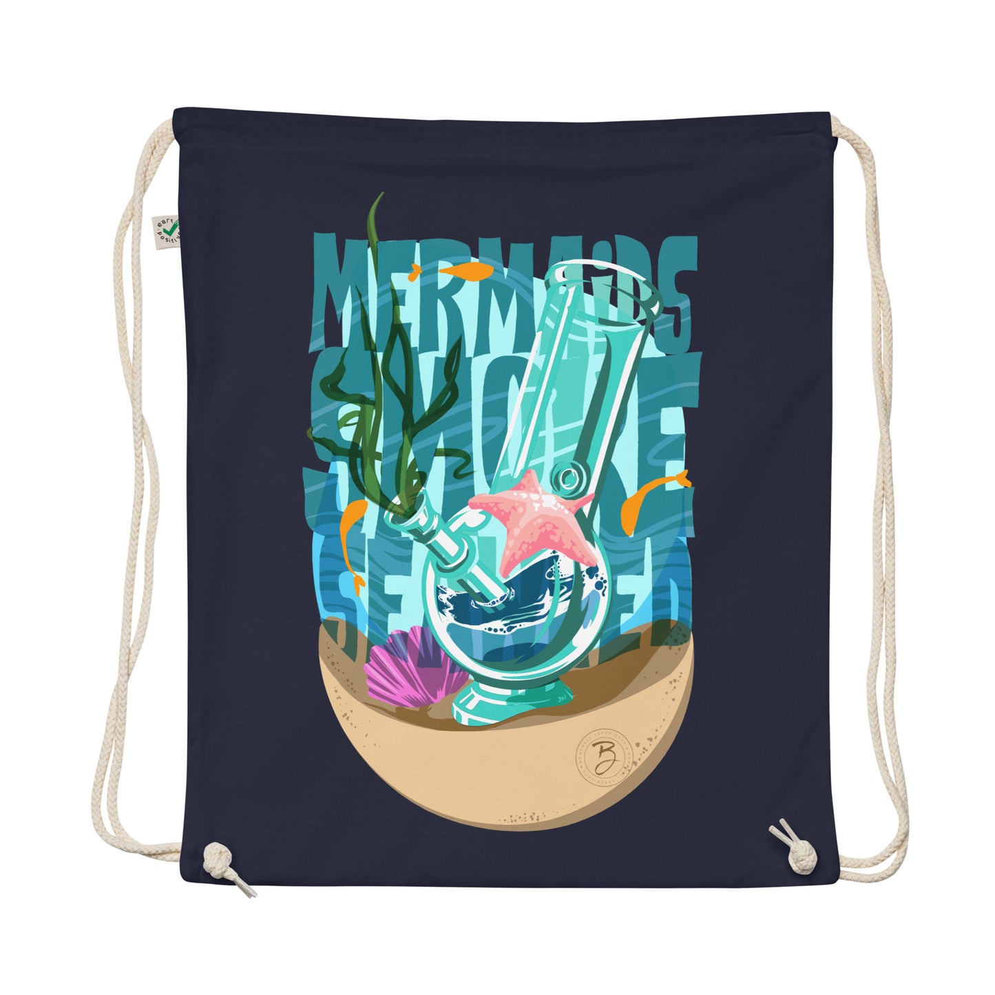 Mermaid Organic Cotton Drawstring Bag